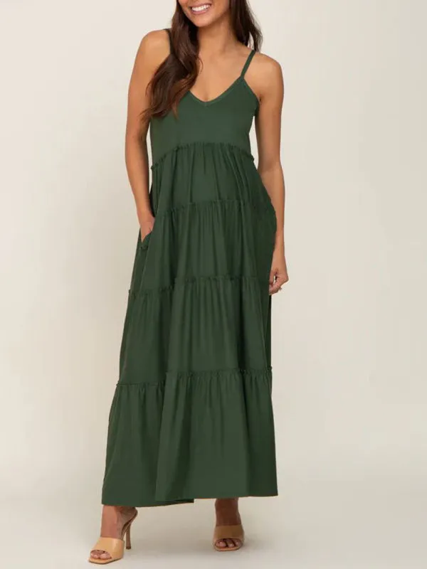 Maternity Sexy Casual Suspender Long Dress