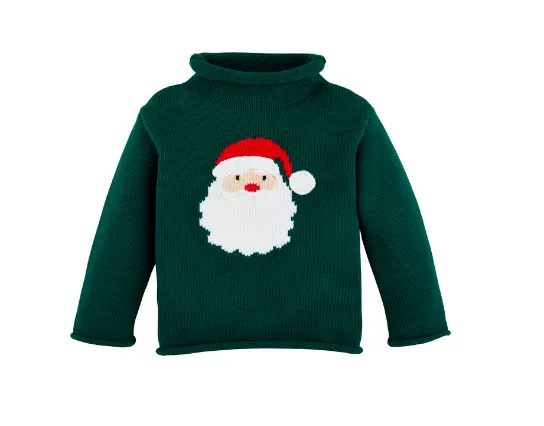 Mud Pie - Baby - Green Rollneck Sweater - Santa