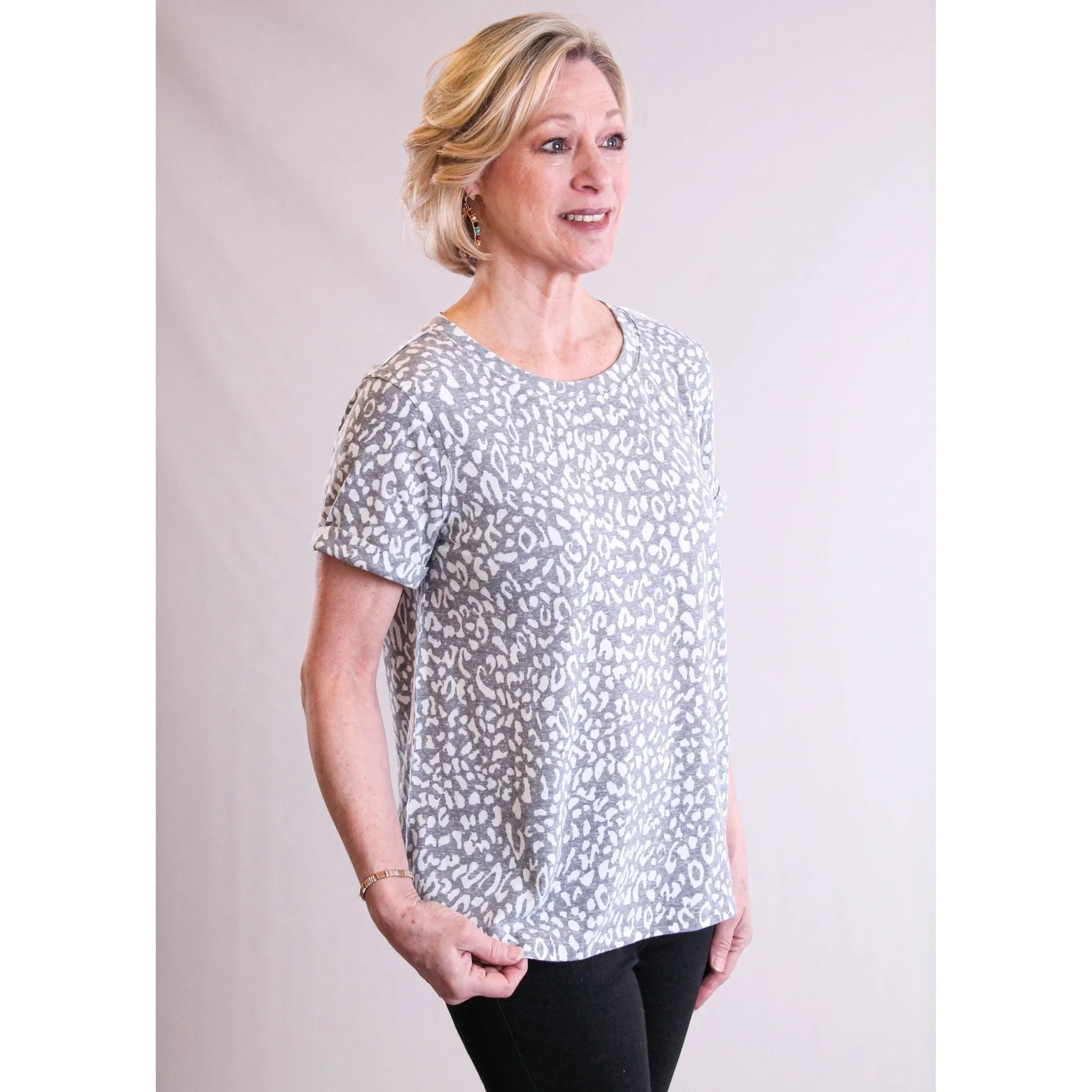 Mystree Leopard Print Short Sleeve Tee