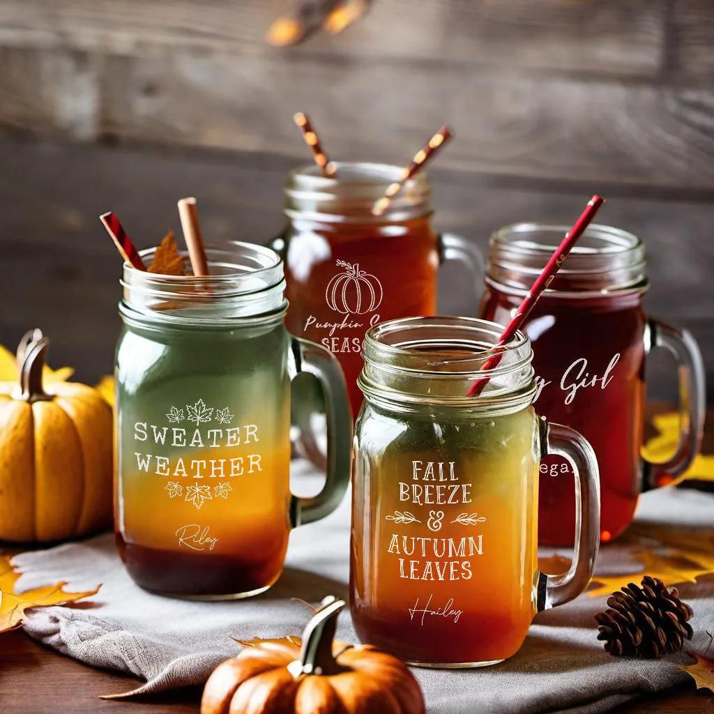 Personalized Sweater Weather Mason Jar Mugs