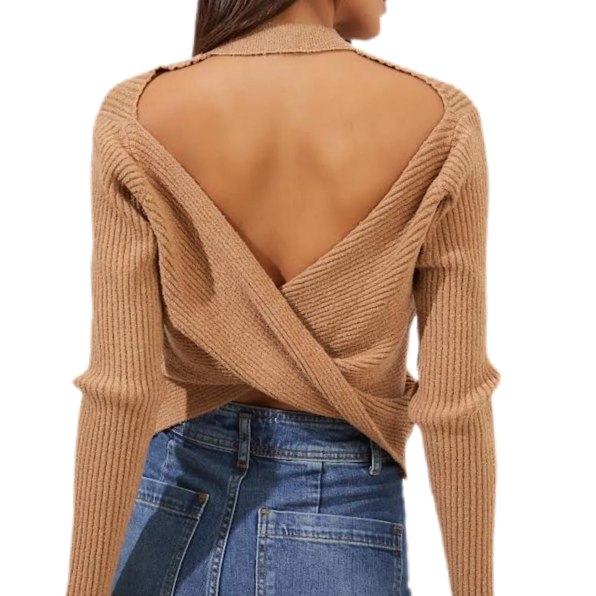 Prescott Backless Sweater - Camel.