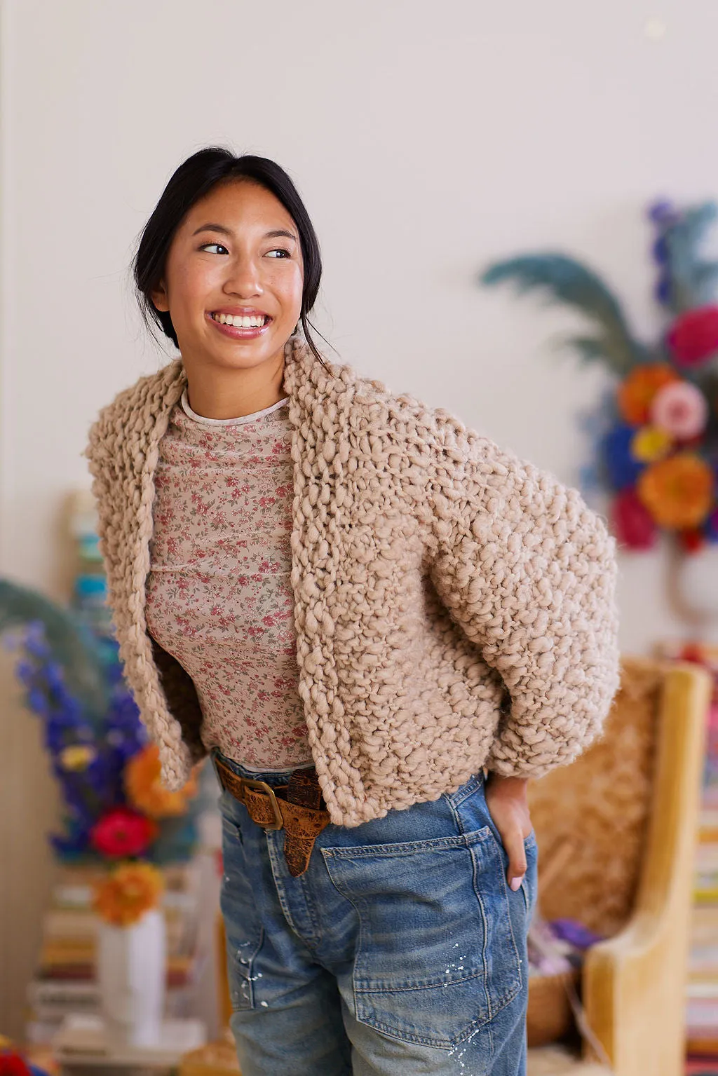 Rhinebeck Sweater Spun Cloud w/Solid Collar ~ Knitalong Kit