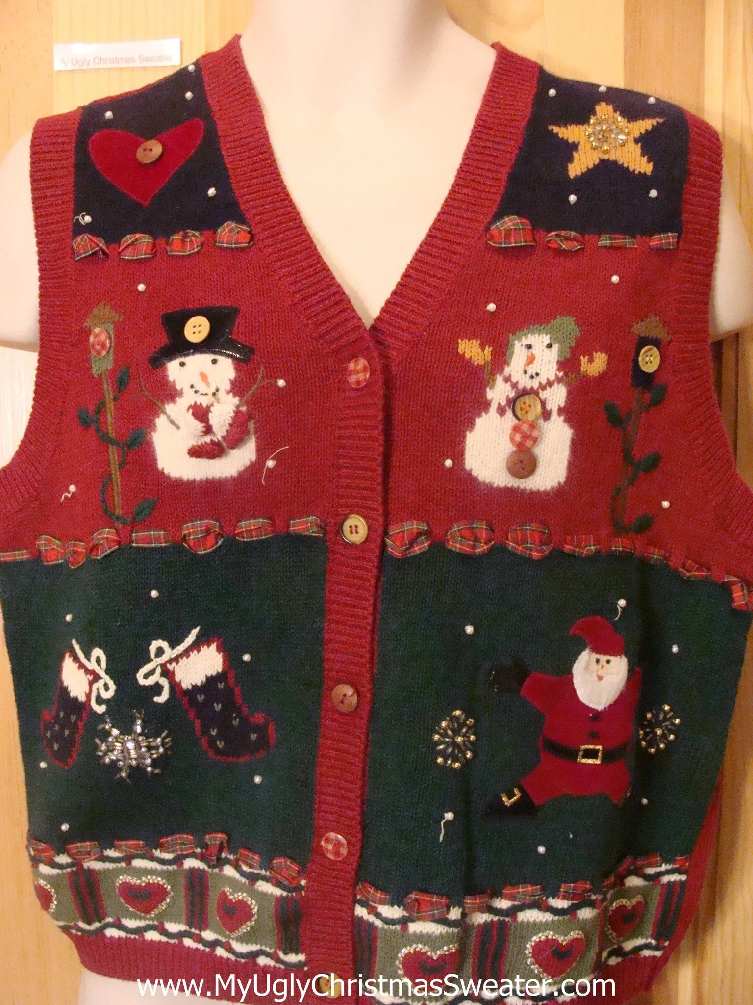 Snowmen and Crafty Hearts Funny Christmas Sweater Vest