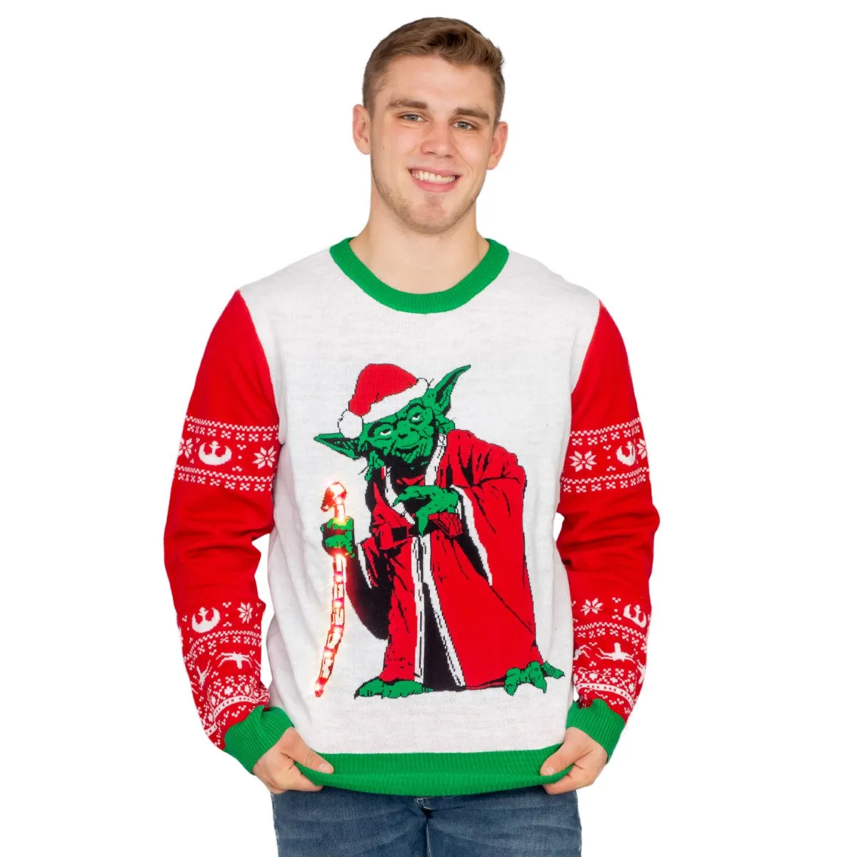 Star Wars Jedi Yoda Light Up LED Ugly Christmas Sweater