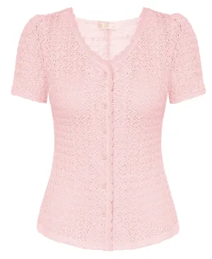 Summer Short Sleeve Cardigan Sweaters for Women Crochet V Neck Tops