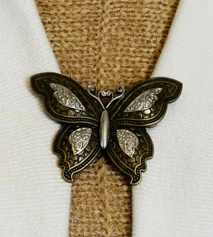 Sweater Clips Bronze Butterfly Sweater Clip for Cardigan Clasp Coat Clip Vintage Style Silver Jewelry Gift Birthday Gift for Her by Fabulici