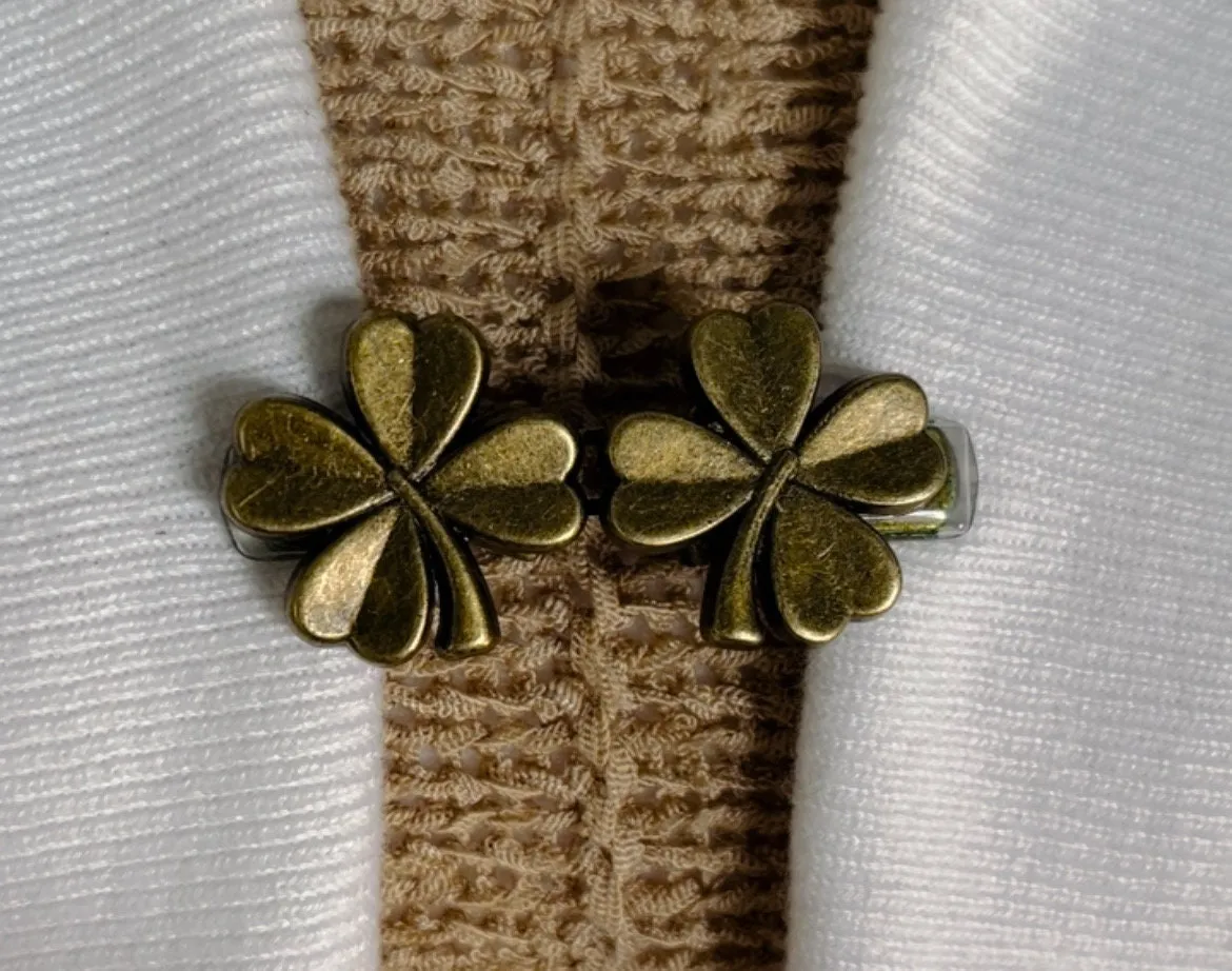 Sweater Clips Bronze Four Leaf Clover Sweater Clip for Cardigan Clasp St Patrick’s Day Jewelry Gift for Mom Gift for Her by Fabulici