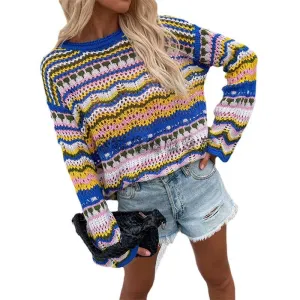 Women Knitting Rainbow Fall Sweaters