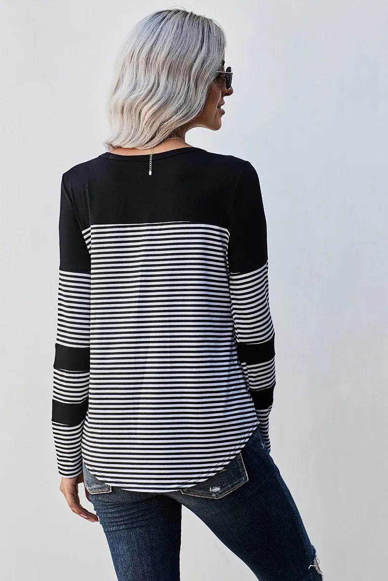 Women Striped Long Sleeves T Shirts