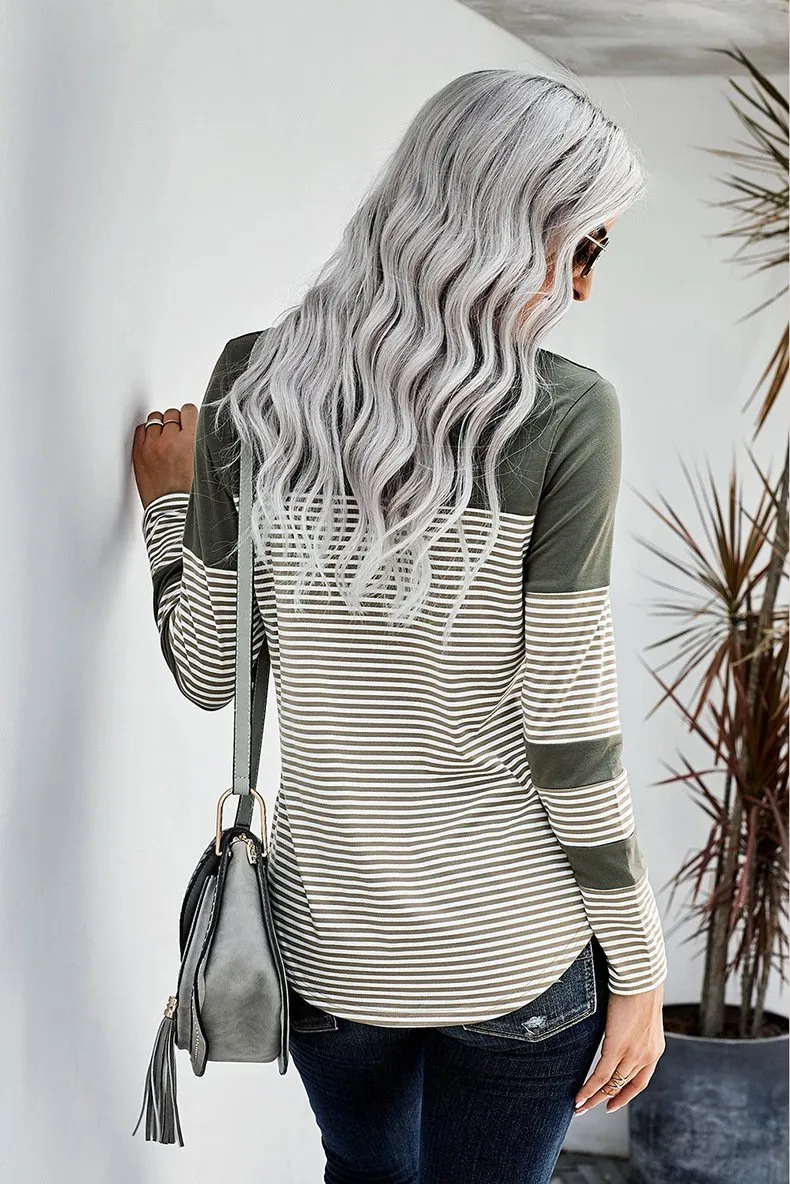 Women Striped Long Sleeves T Shirts