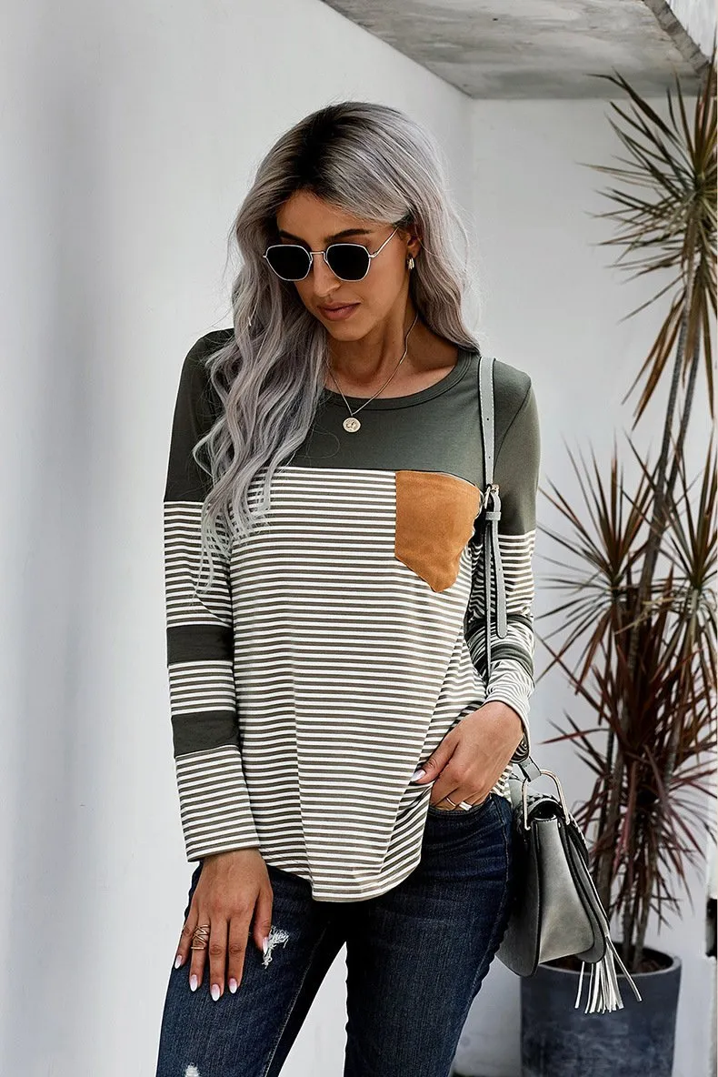 Women Striped Long Sleeves T Shirts