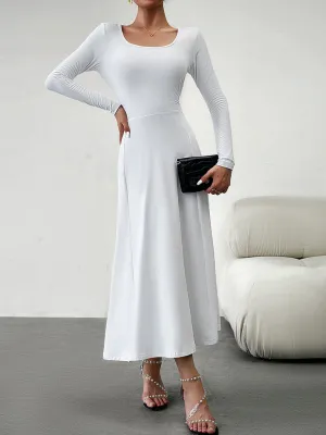 Women's Fashion Casual Elegant Waisted Long Sleeve Dress