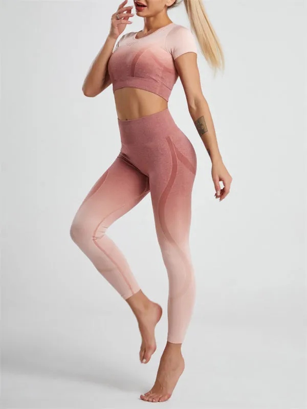 Women's Gradient Hang Dye Seamless Yoga Two-Piece Suit