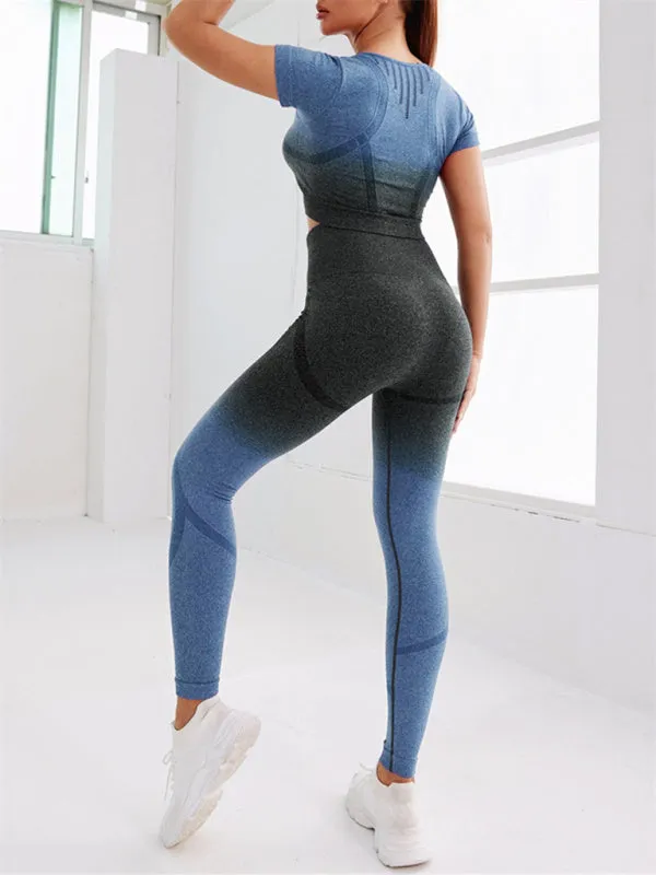 Women's Gradient Hang Dye Seamless Yoga Two-Piece Suit