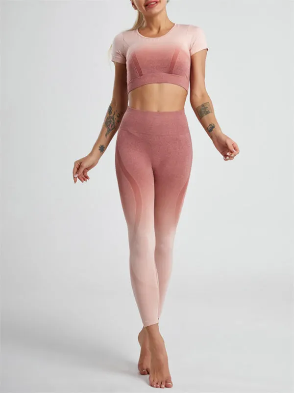 Women's Gradient Hang Dye Seamless Yoga Two-Piece Suit