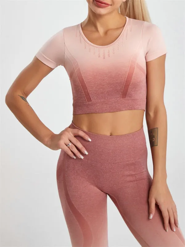 Women's Gradient Hang Dye Seamless Yoga Two-Piece Suit