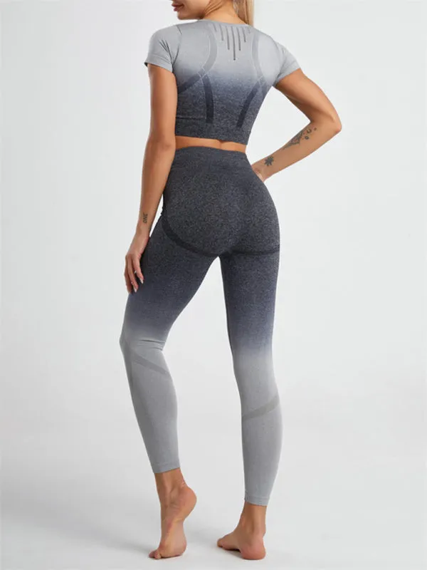 Women's Gradient Hang Dye Seamless Yoga Two-Piece Suit