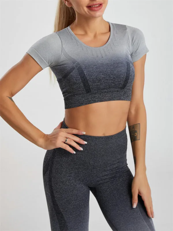 Women's Gradient Hang Dye Seamless Yoga Two-Piece Suit