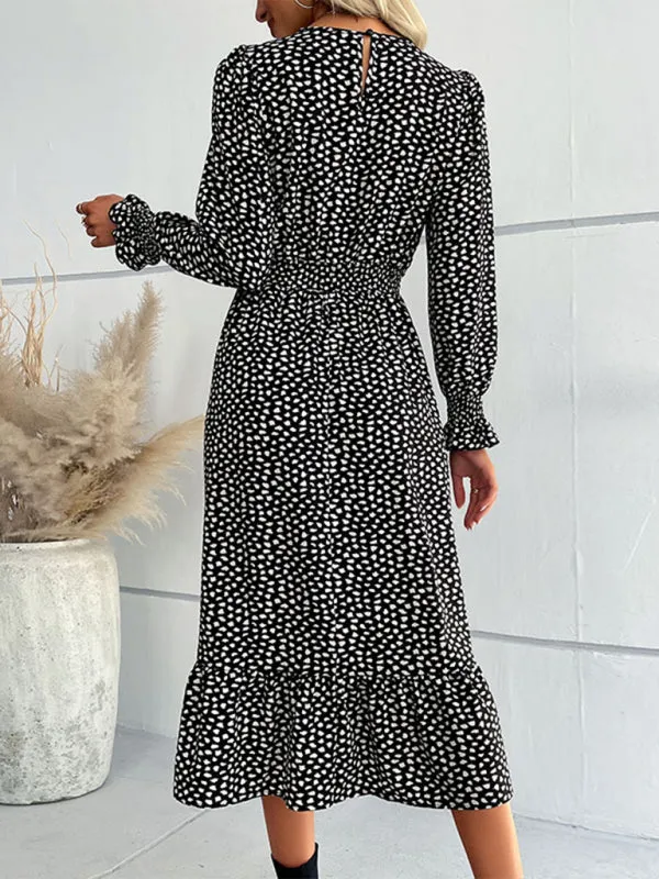 Women's New Long Sleeve Printed Dress