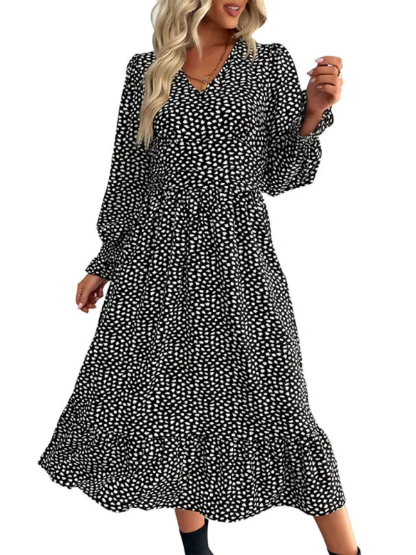 Women's New Long Sleeve Printed Dress