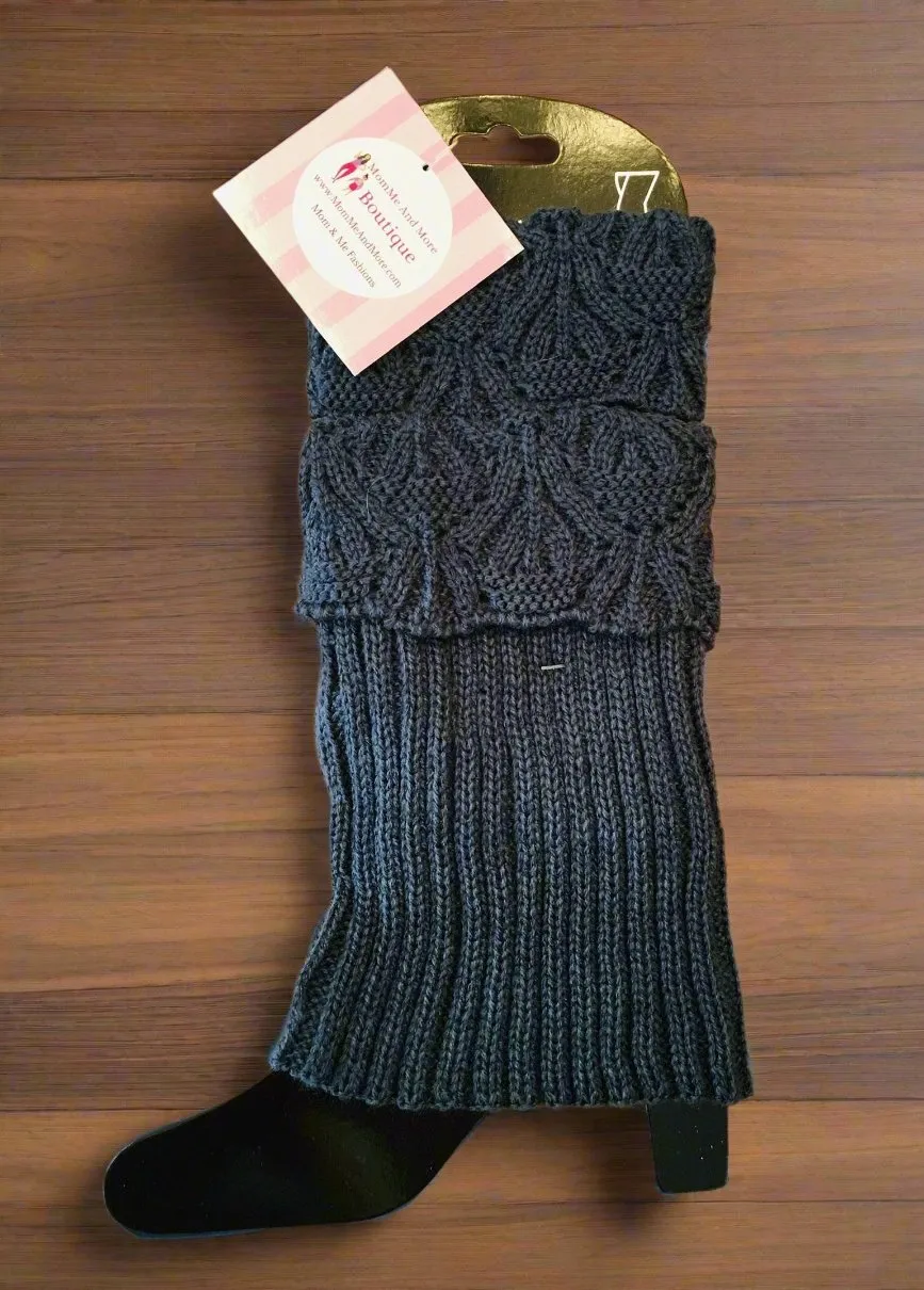 Womens Solid Leg Warmers | Short Sweater Boot Cuff