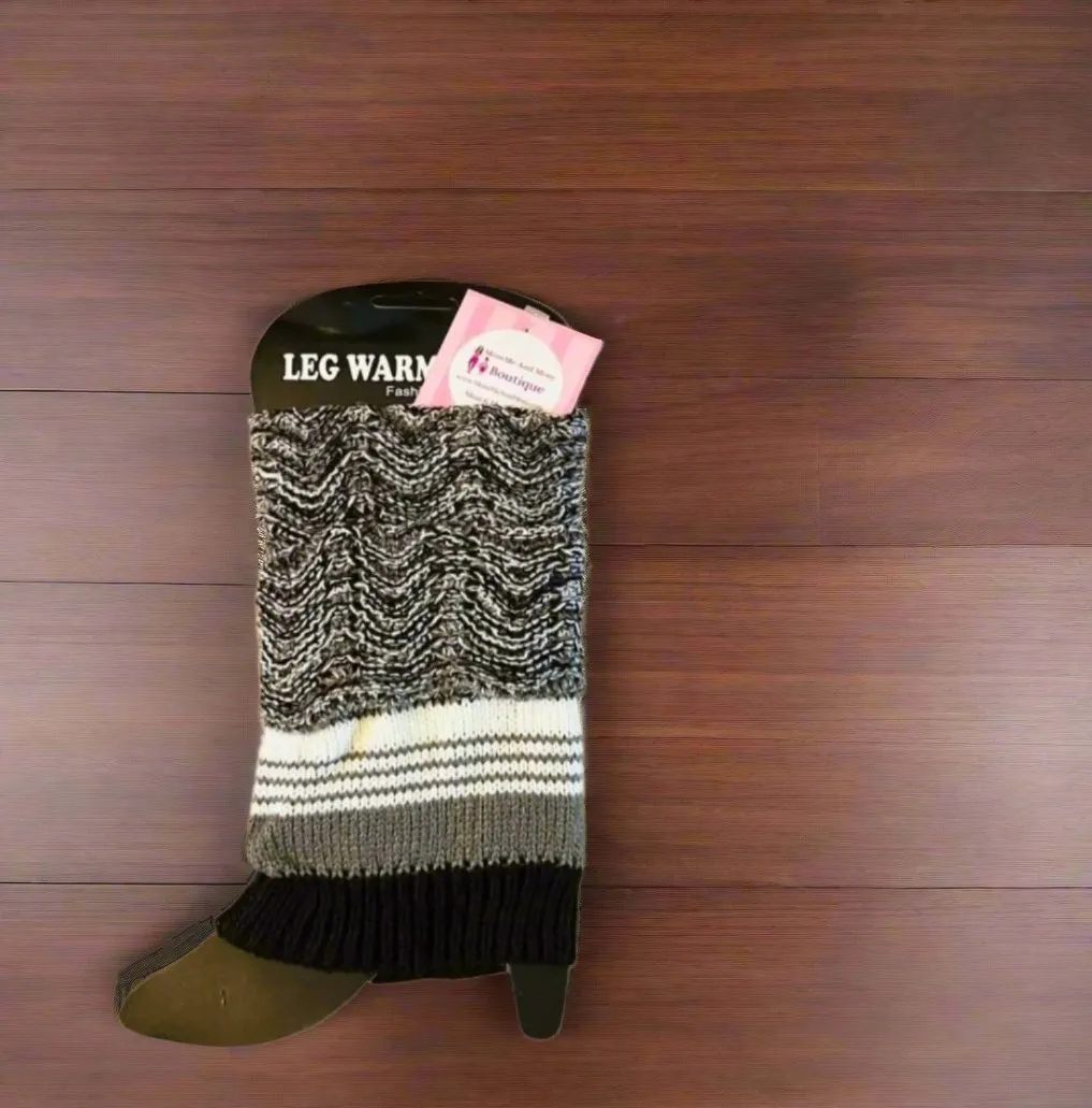 Womens Striped Leg Warmers | Short Sweater Boot Cuff