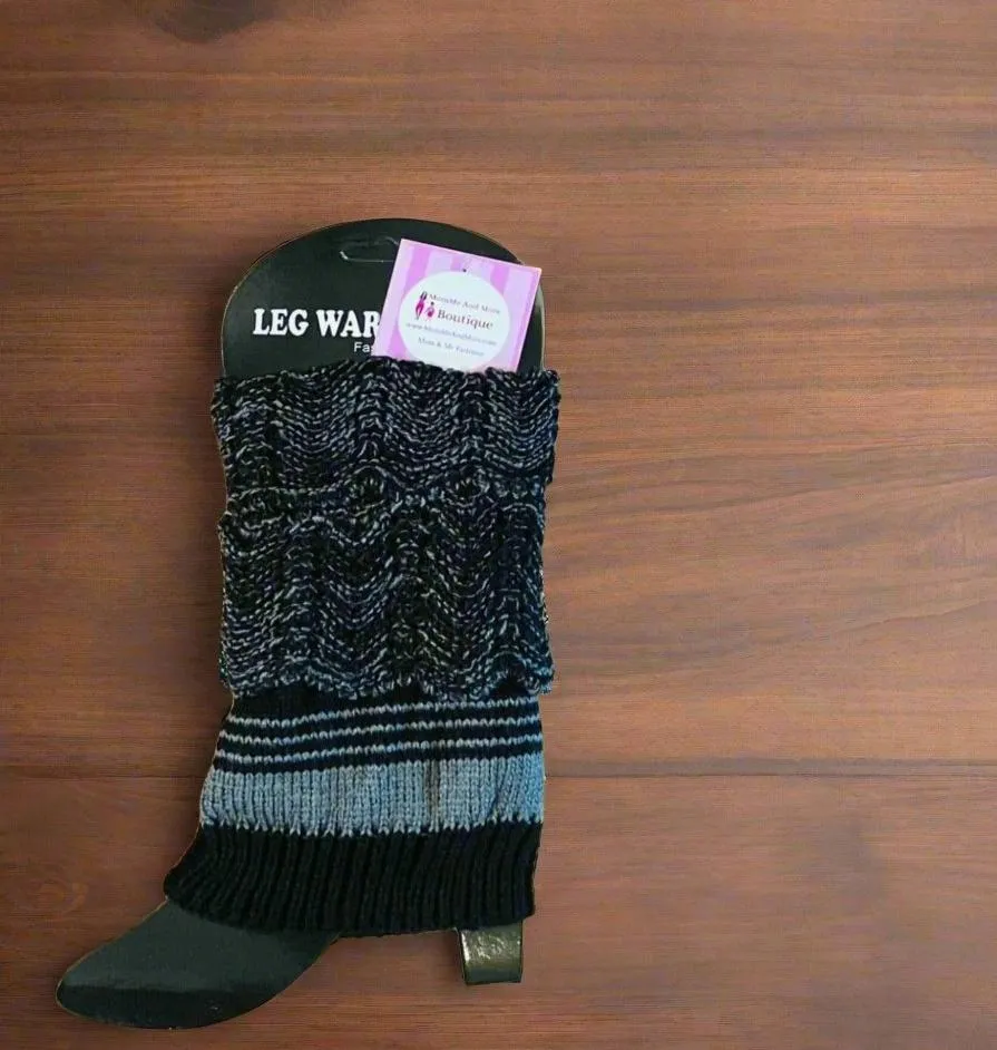 Womens Striped Leg Warmers | Short Sweater Boot Cuff