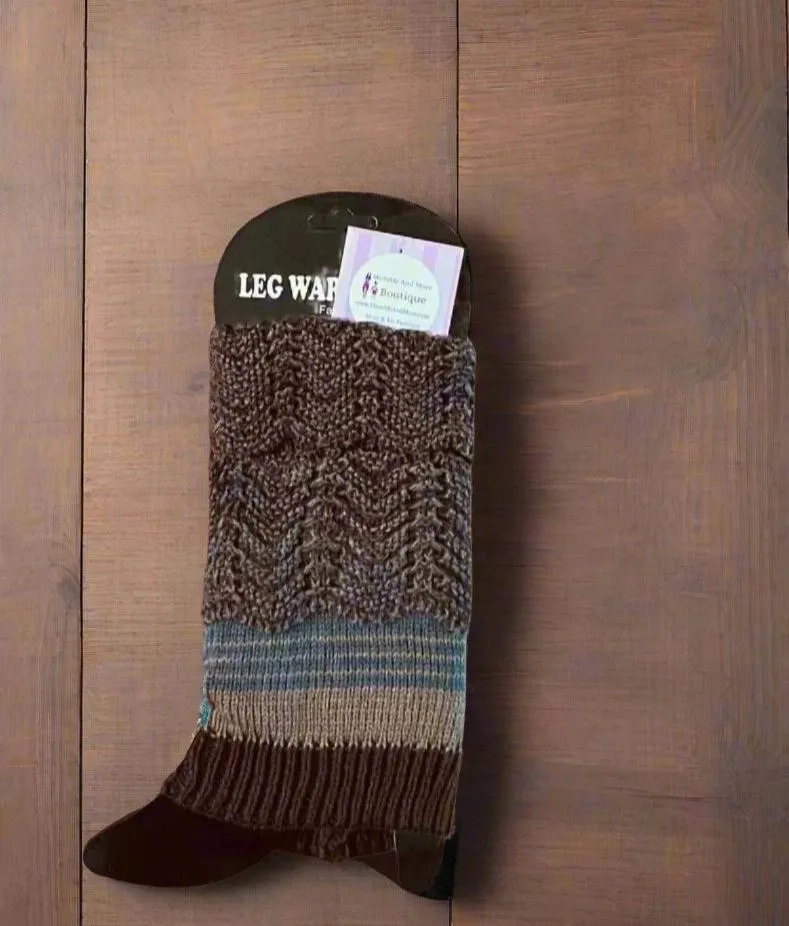 Womens Striped Leg Warmers | Short Sweater Boot Cuff