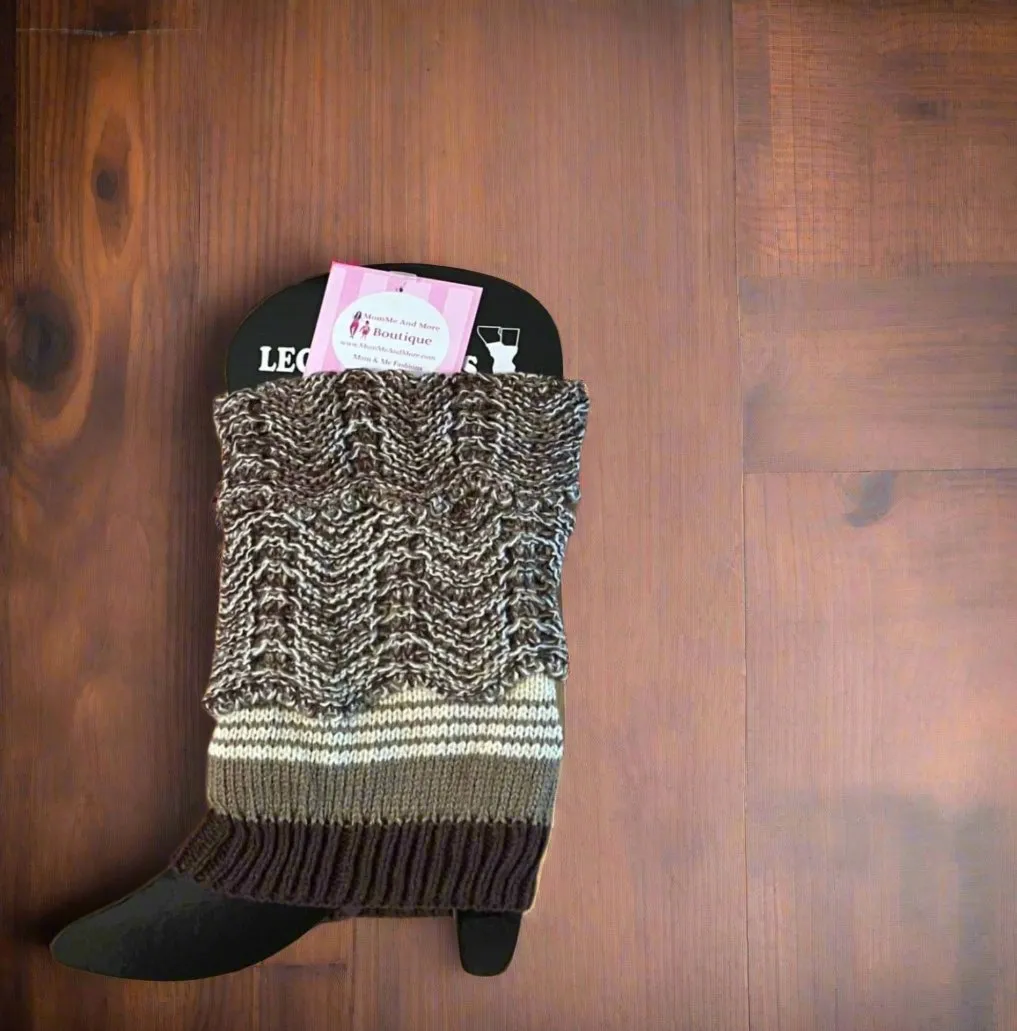 Womens Striped Leg Warmers | Short Sweater Boot Cuff